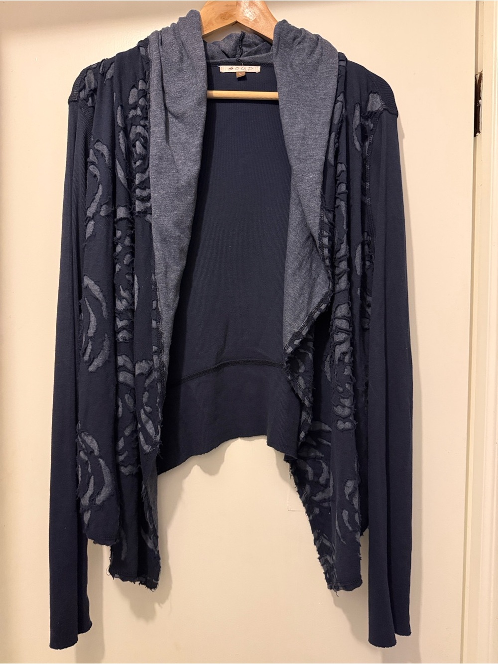 Women's Navy Hooded Open Front Cardigan Sweater